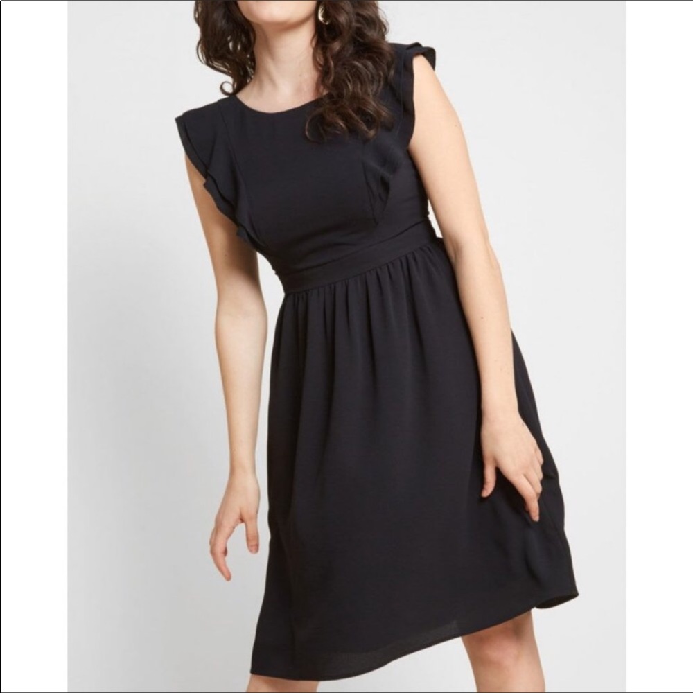 ModCloth Fervour black a joy to be blissful A-line ruffle dress 2X